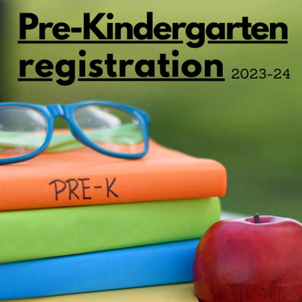 UPK Registration header image, colorful stack of books beside a red apple. 