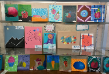 Vivid artwork in display case