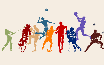 Various silhouettes of athletes participating in different sports 