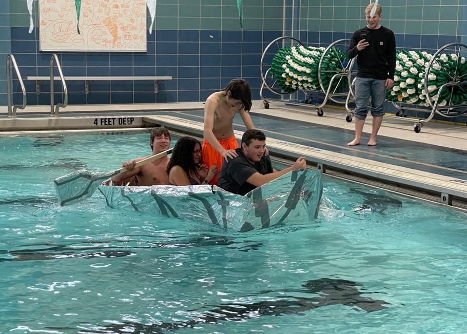 Photo of HS STEM Class Boat Test in Pool
